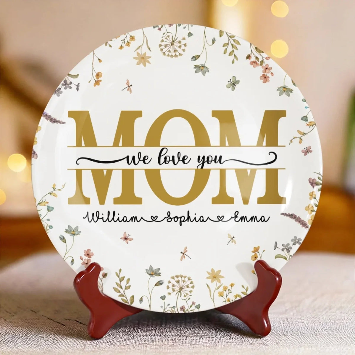 Mom We Love You - Personalized Ceramic Plate - Gift For Mother, Birthday Gift, Mother's Day Gift
