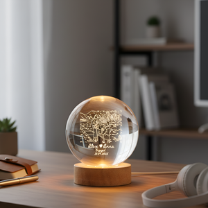 Custom Couple Photo Portrait Crystal Ball LED Light, Valentine's Day Gift, Anniversary Gift for Couple, Engagedment, Wedding Gift