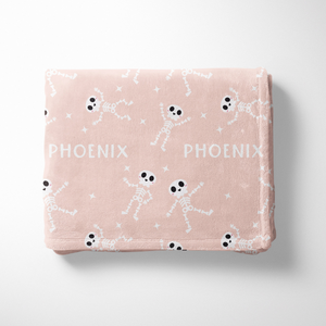 Dancing Skeleton Halloween Name Blanket, Custom Name Blanket, Halloween Personalized Gift, Cute Halloween Gift