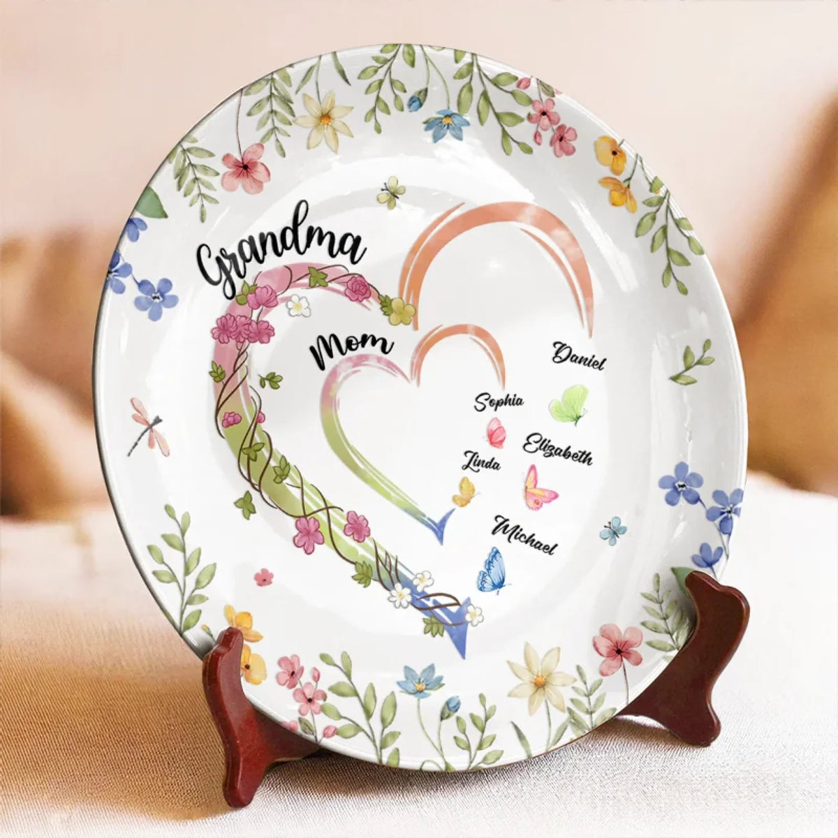 From Mom To Grandma - Personalized Ceramic Plate - Mother's Day, Gift For Mom, Grandma