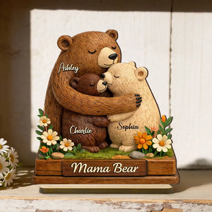 Mama Bear - Personalized 2-Layered Wooden Plaque - Sentimental Gift for Mom, Grandma