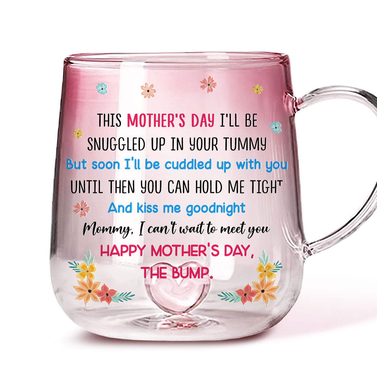 Mommy I Can't Wait To Meet You - Personalized Gradient Glass Mug - Gift For New Mom, Mother's Day