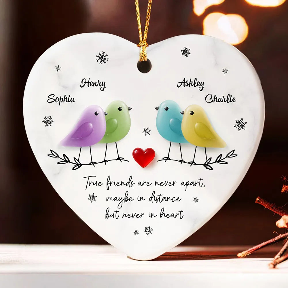 True Friends Are Never Apart Sea Glass Birds - Personalized Ornament - Christmas Gift for Friends, Besties