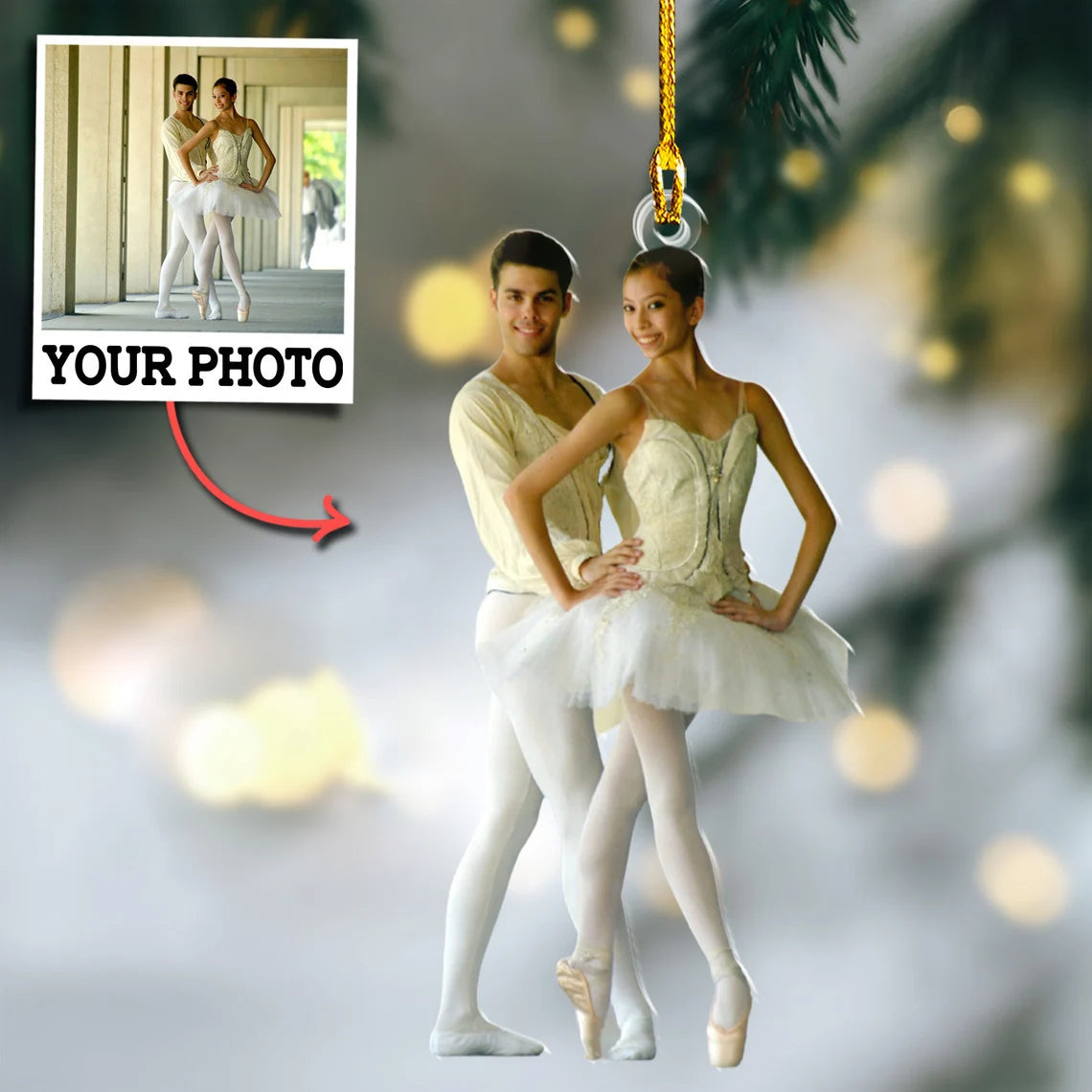 Custom Photo Gifts For Ballerina, Upload Ballet Photo Christmas Ornament