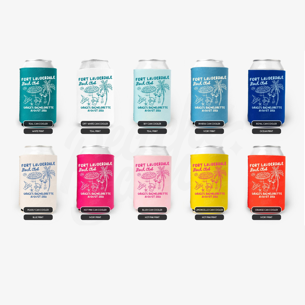 Fort Lauderdale Bachelorette Can Coolers, Coastal Personalized Can Sleeves, Custom Beach Coastal Bachelorette Party Favors