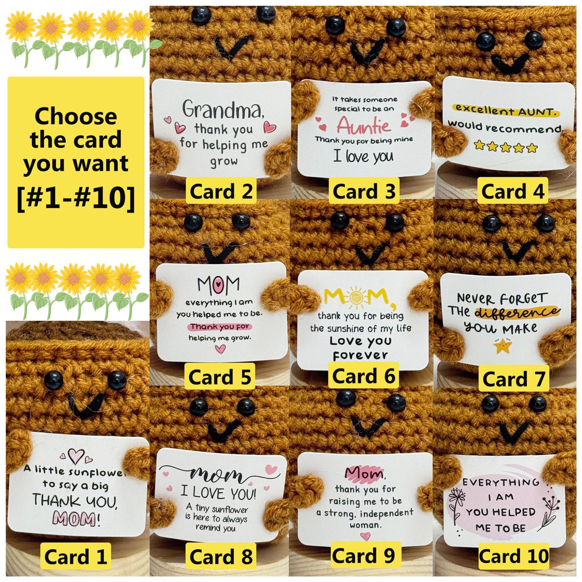 Adorable Handmade Crochet Sunflower Gifts, Crochet Flowers Decor, Mother's Day Gifts, Love You Mom, Thanks Mom, Flower Gifts for Mom Aunt Grandma