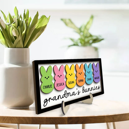 Grandma Mom Peeps Easter Gift - Personalized 2-layer Wooden Plaque - Easter Gift For Mom, Grandma