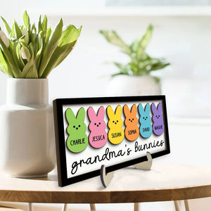 Grandma Mom Peeps Easter Gift - Personalized 2-layer Wooden Plaque - Easter Gift For Mom, Grandma