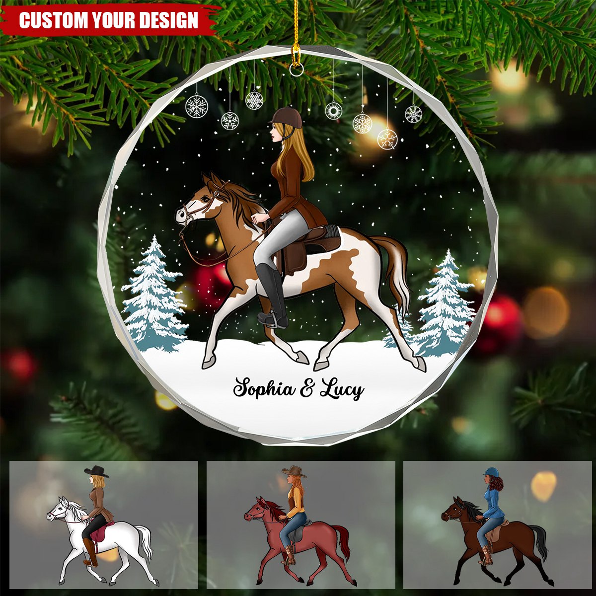 Girl Riding Horse - Personalized Crystal Ornament - Christmas Gift For Horse Rider, Horse Lovers