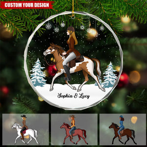 Girl Riding Horse - Personalized Crystal Ornament - Christmas Gift For Horse Rider, Horse Lovers