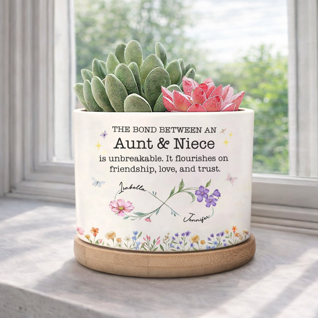 The Bond Between An Aunt & Niece, Personalized Plant Pot, Gift For Aunt, Mother's Day Gift