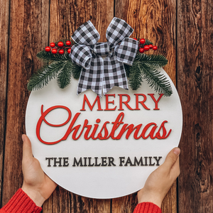 Merry Christmas Custom Family Name - Personalized Wood Sign - Christmas Gift For Family