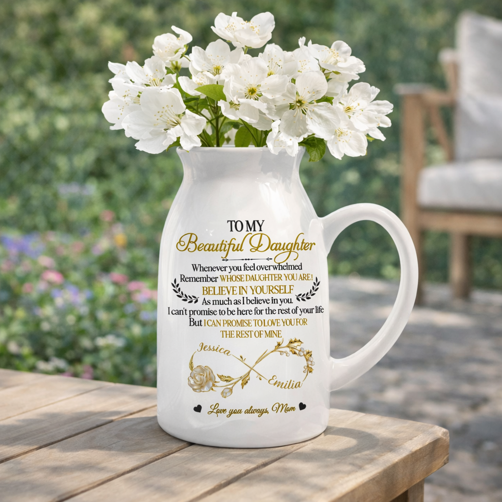 My Beautiful Daughter I Love You - Personalized Flower Vase - Gift For Daughter