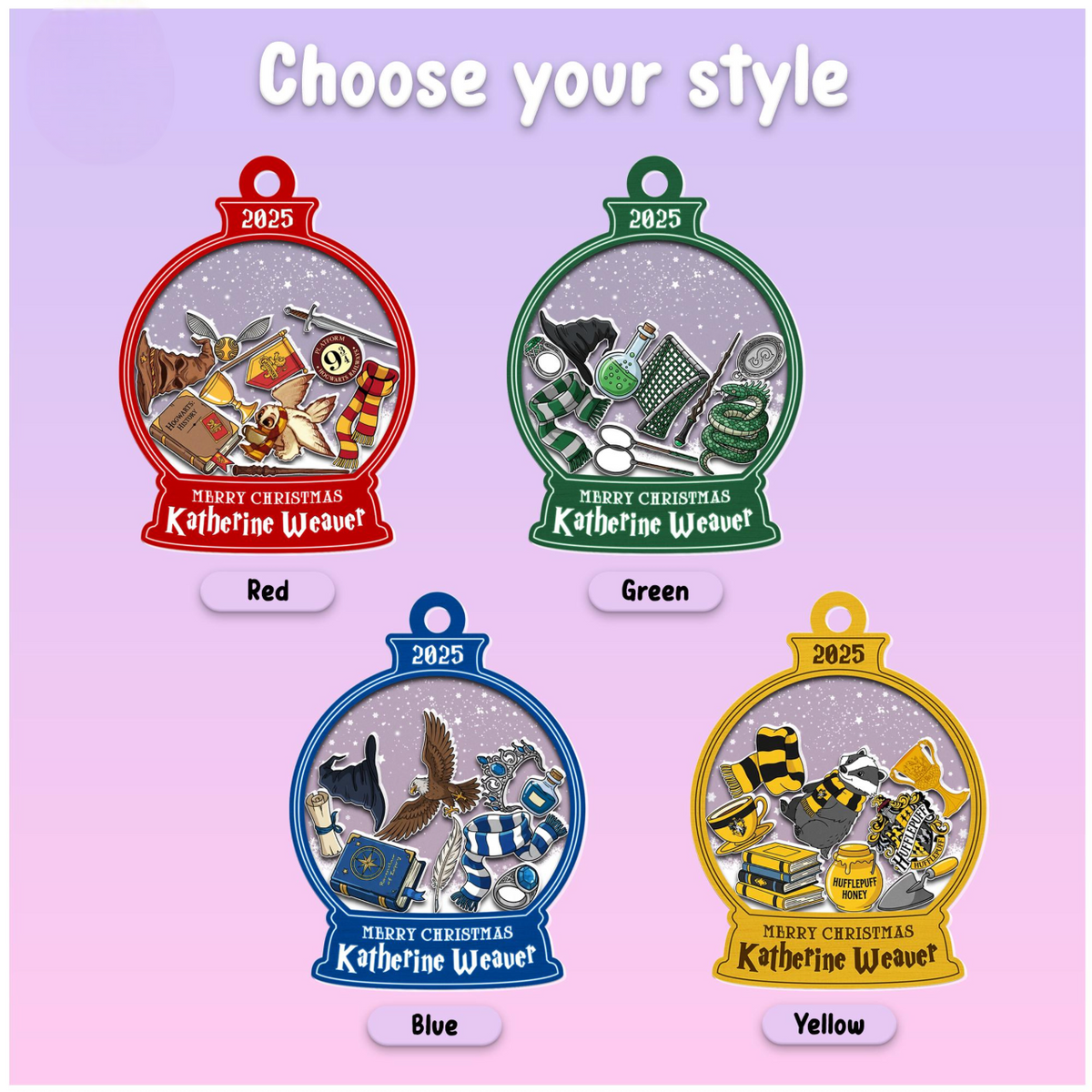 Personalized Xmas Kids Ornaments, Custom Name Wizard Christmas Shaker Ornaments 2025, Ornament for Kids, Wizard School Magical