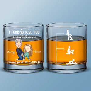 I Love You For All The Times Naughty Stick Figures - Personalized Whiskey Glass - Gift For Couple
