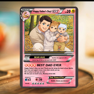 Personalized Poke Card for Dad, Father s Day Gift for Him, Custom Trainer Card, Anime Style Poke Trading Card