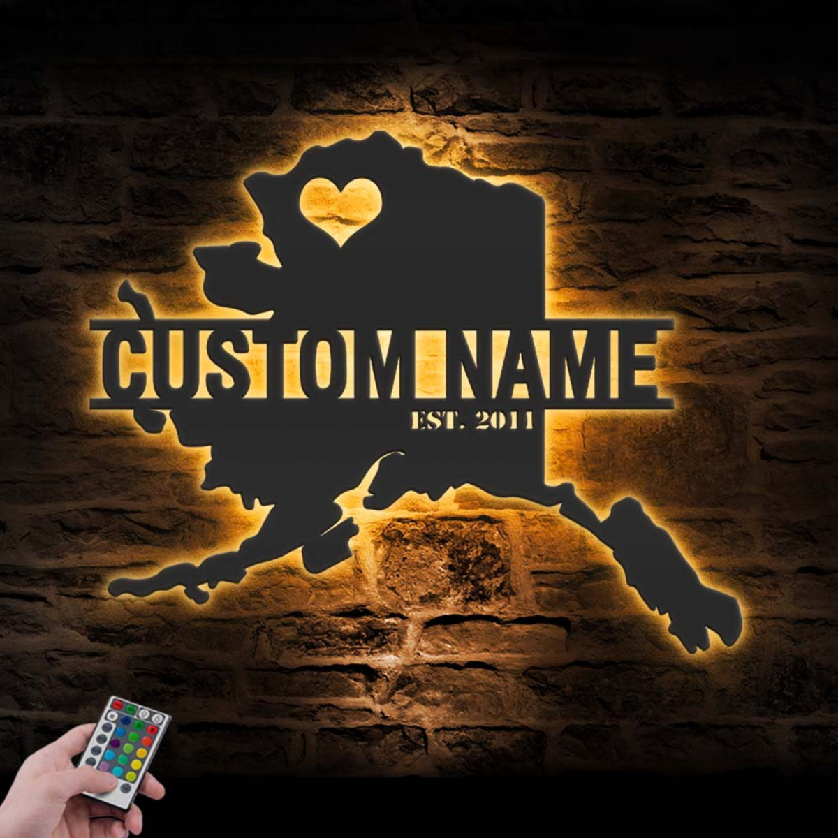 Custom State Map Metal Wall Art LED Lights, Personalized Name Sign Home Decor, Born in US, Decoration Housewarming Xmas