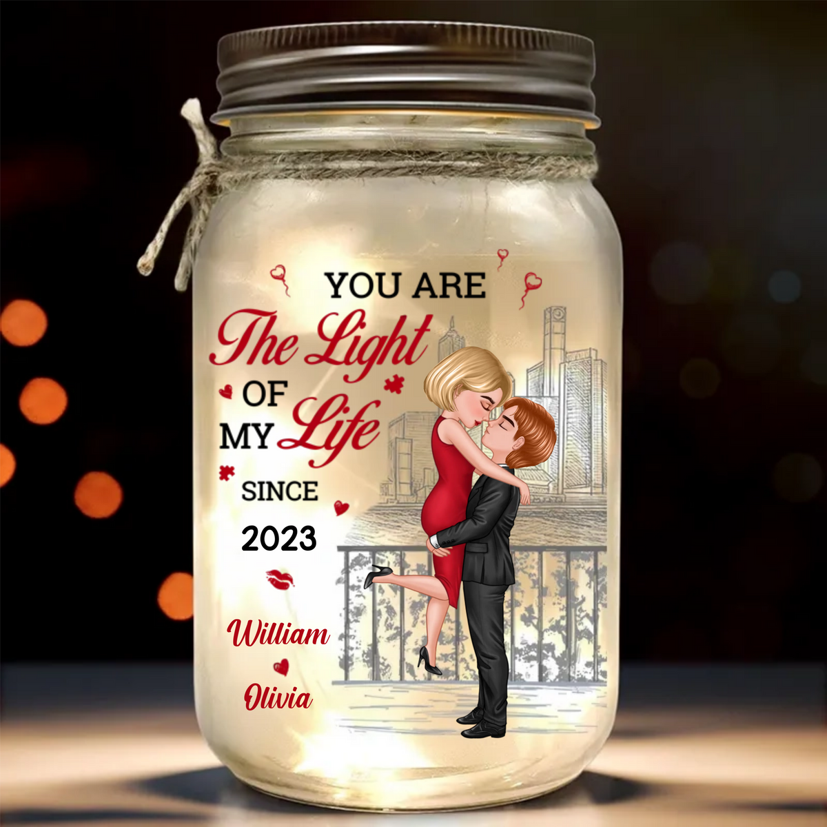 You Will Forever Be My Always - Personalized Mason Jar Light - Gift For Couple, Anniversary Gift, Valentine's Day Gift