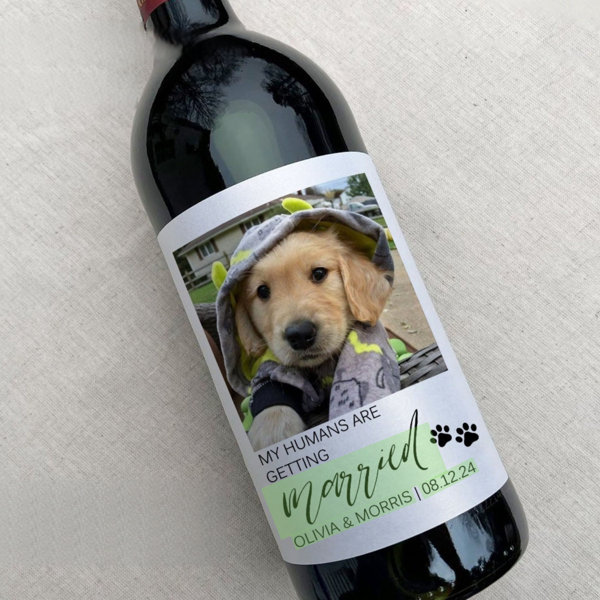 Personalized My Humans Are Getting Married Wine Label/Custom Dog Engagement Gift/Custom Pet Engagement Gift/Cat Engagement Gift/Gift for her