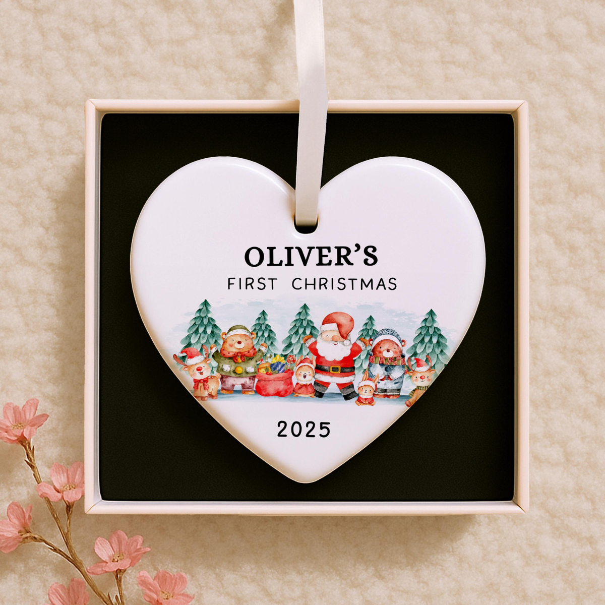 Baby's First Christmas Ornament 2025 Personalized Ceramic Ornament Baby Gift for Newborn, Infant Holiday Keepsake