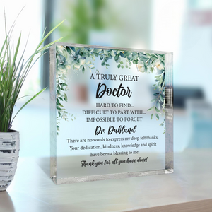 Personalized Doctor Gift, Square Acrylic Thank You Plaque, Custom Retirement Gift
