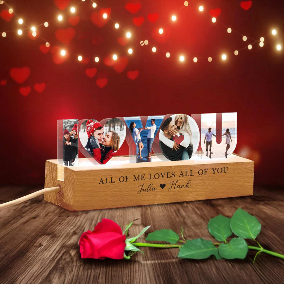 Personalized Couple Photo Collage Night Light, Valentines Gift, Anniversary Gift, Wedding Gift, Engagement Gift, Gift For Couple