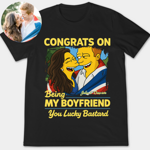 Congrats On Being My Boyfriend Simpsonized Couple Photo - Personalized Apparel - Gift For Couple, Gift For Him, Gift For Her