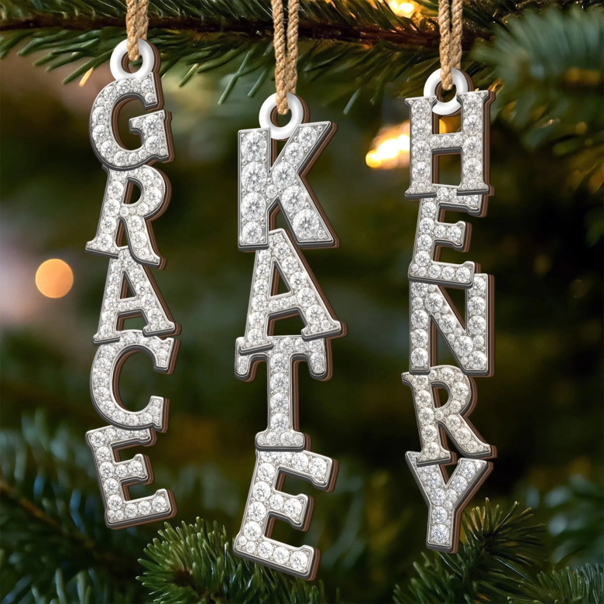 Glitter Custom Letter Ornament, Christmas, Birthday Gift For Family