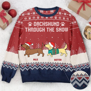 Dog Christmas Dachshund Wiener Wonderland - Personalized Ugly Sweatshirt - Christmas Gift For Dog Lovers