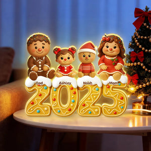 Gingerbread Family 2025 - Personalized Acrylic Light Box - Christmas Gift For Family, Festival Home Decor