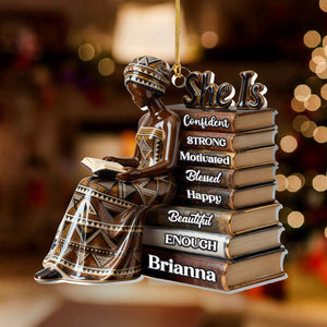 God Says She Is Black Girl - Personalized Acrylic Ornament - Christmas Gift