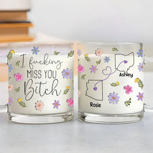 I Miss You Bestie Glass Mug, Personalized Best Friend Gift, Custom Bestie Mug, Long Distance