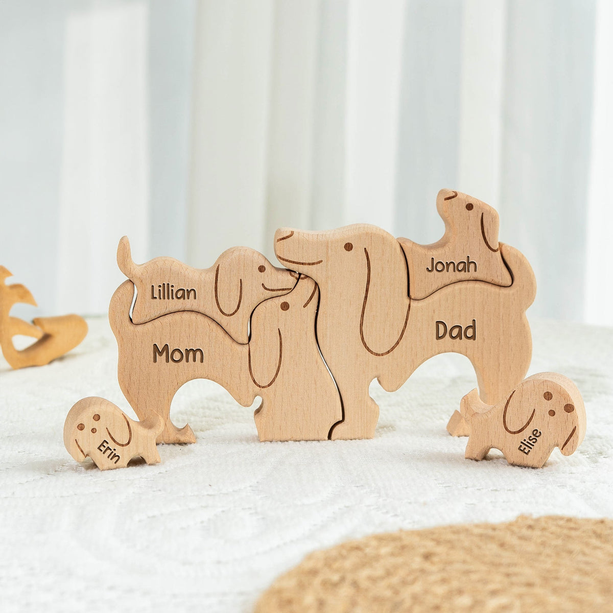 Dog Family - Personalized Family Wooden Puzzle - Gift For Family, Mother's Day, Father's Day Gift