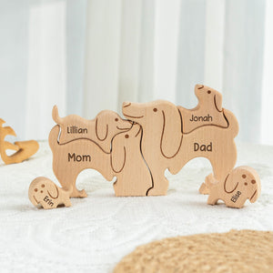 Dog Family - Personalized Family Wooden Puzzle - Gift For Family, Mother's Day, Father's Day Gift