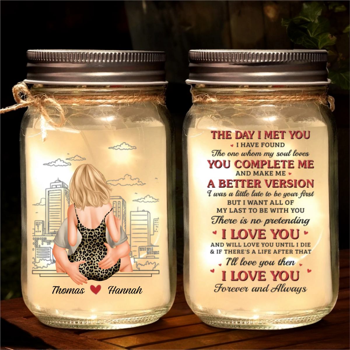 I Wish I Could Turn Back The Clock - Personalized Mason Jar Light - Gift For Couple, Anniversary Gift, Valentine's Day Gift