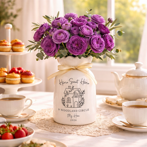 Personalized New Home Vase, Housewarming Gift, Custom Address Vase, First Home Gift for Couple, New House Gift, Home Sweet Home Vase