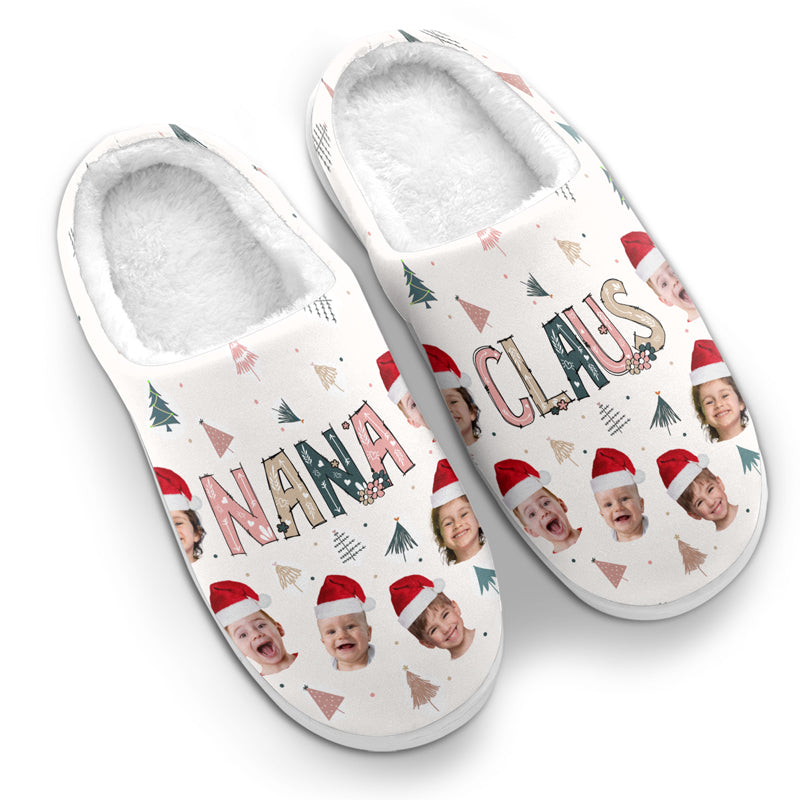 Custom Photo The Coolest Nana Claus Ever - Personalized Fleece Slipper - Christmas Gift For Grandma