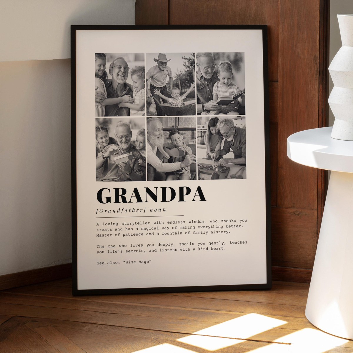 Grandpa Definition Custom Photo Collage - Personalized Canvas - Father's Day Gift, Grandfather Wall Art Decor