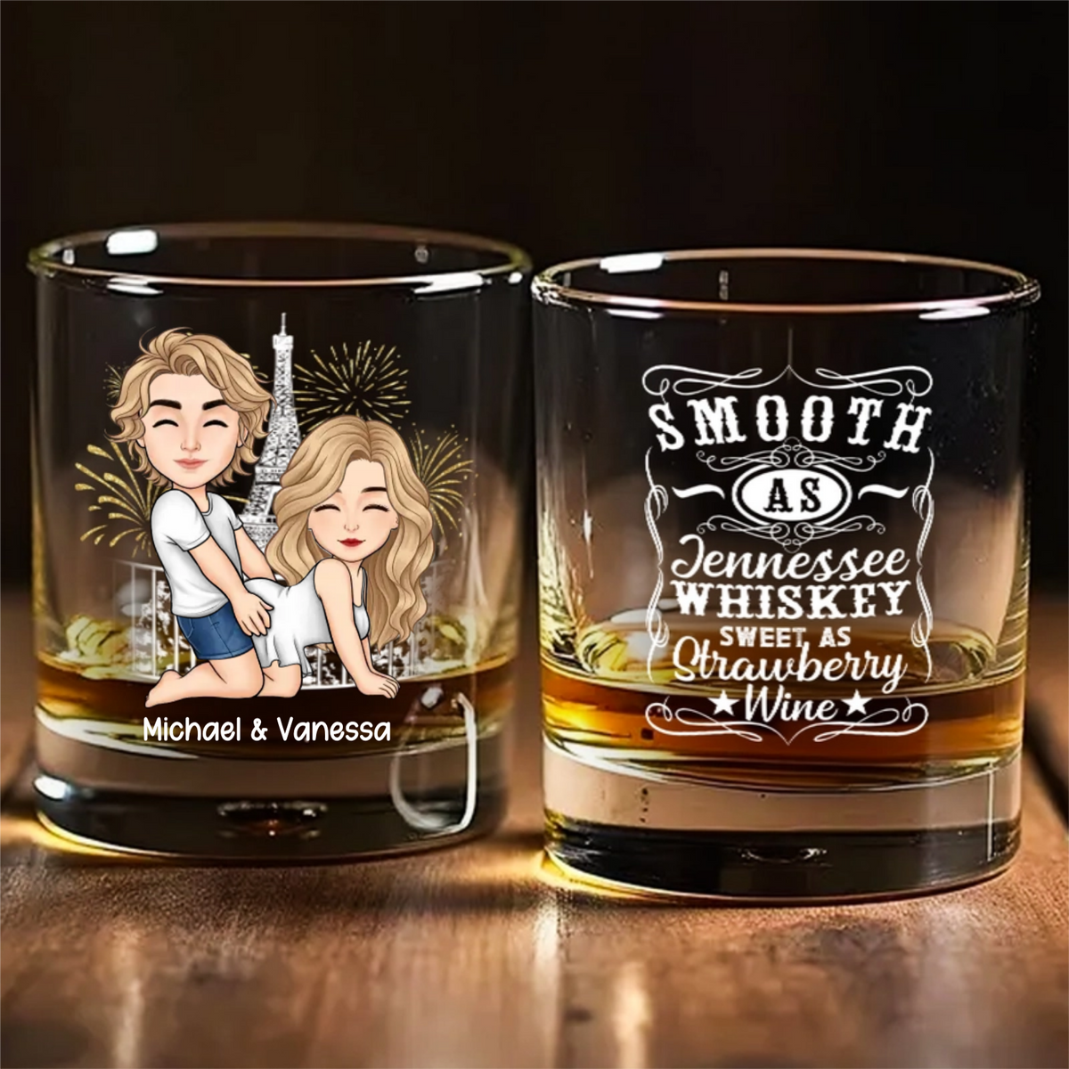 Smooth As Jennessee - Personalized Whiskey Glass - Anniversary, Valentine's Day Gift For Couple