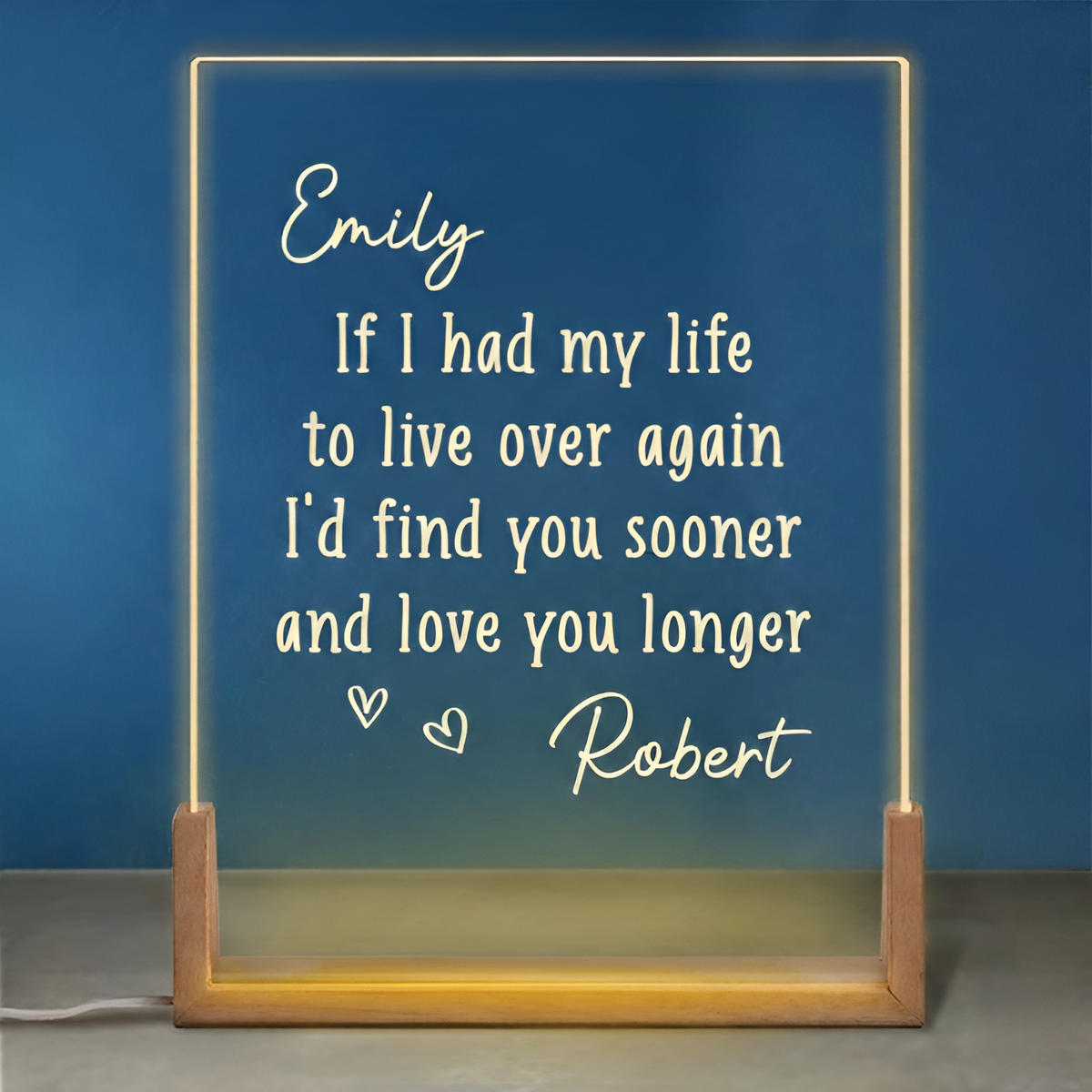 I'd Find You Sooner And Love You Longer - Personalized Desk Name Plate Night Light - Anniversary Gift, Valentine's Day Gift For Couple