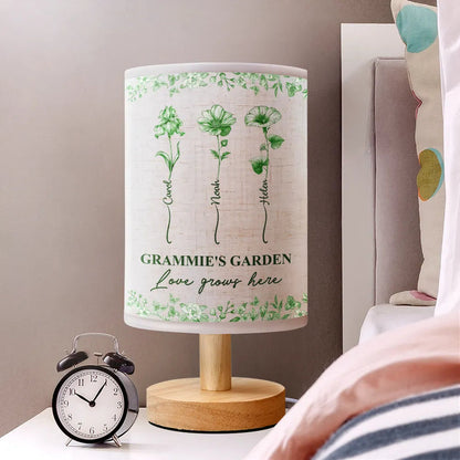 Mom Grandma's Garden Birth Month Flower Toile De Jouy - Personalized Fabric Lamp - Gift For Mom Grandma, Birthday Gift