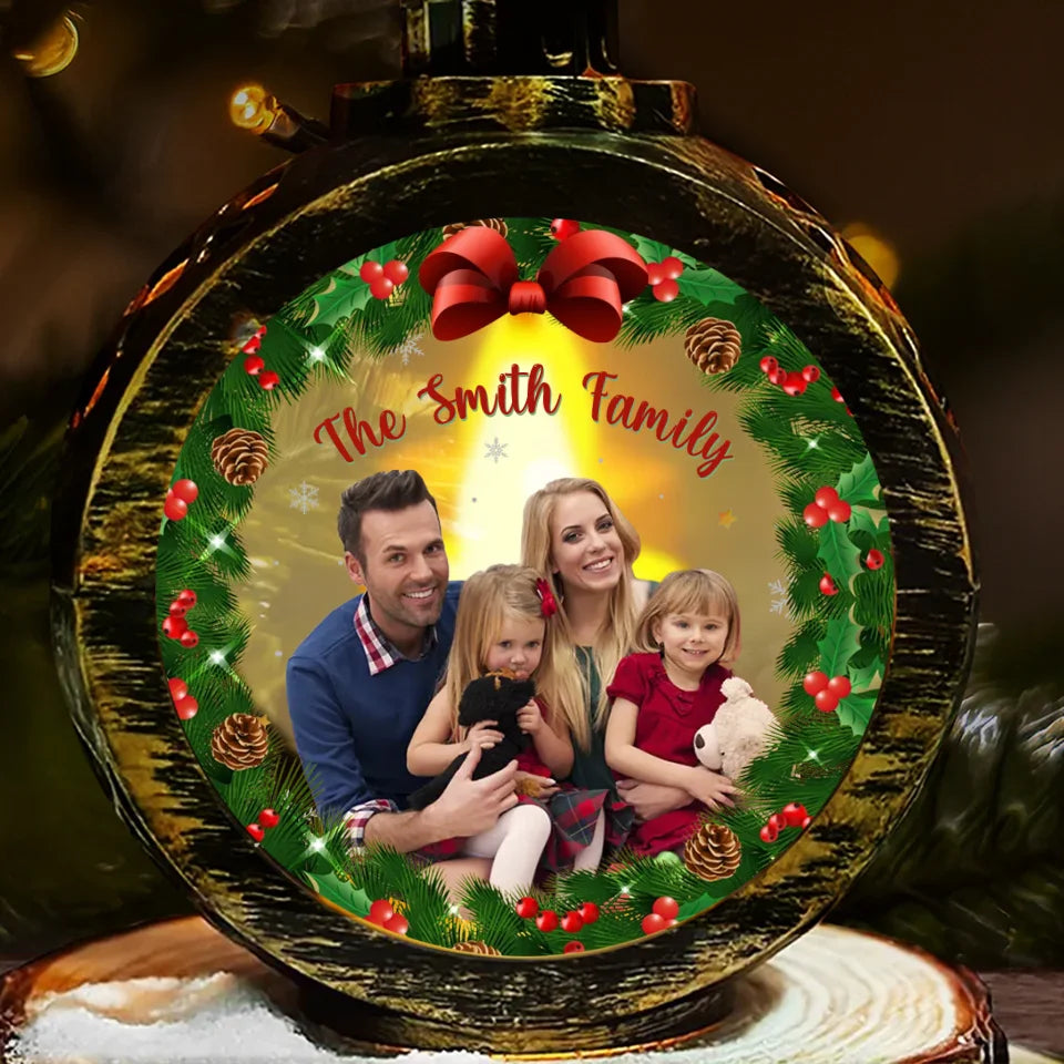 Family Christmas Photo - Personalized Lantern LED Flameless Candle - Christmas Gift For Family