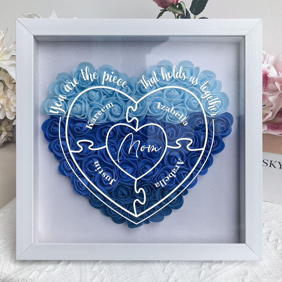 You Are The Piece That Hold Us Together - Custom Flower Frame Box - Gift For Mom, Mother's Day Gift