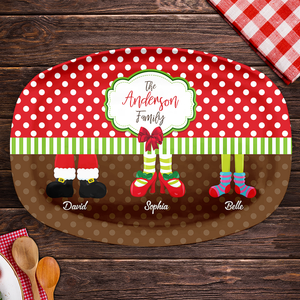 Custom Santa Feet Family - Personalized Christmas Platter - Christmas Home Decoration, Gift For Family