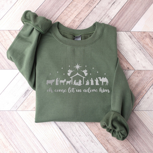 Let Us Adore Him Embroidered Sweatshirt