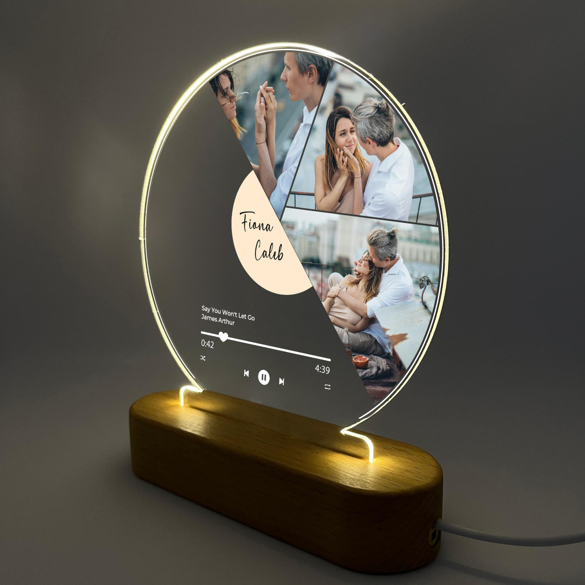 Custom Music Plaque with Photos, Personalized Photo Night Light Plaque, Bedroom Decor, Custom Led Night Light, Custom Wedding Gift Ideas