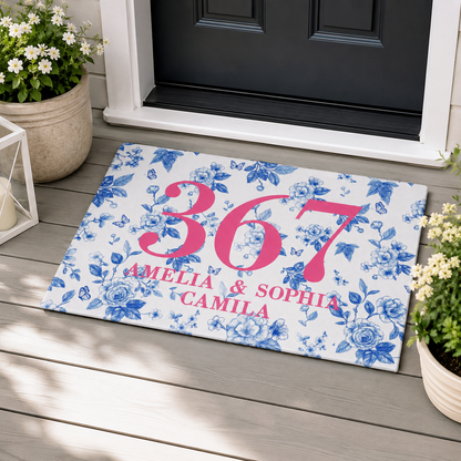 Custom Name Blue Chinoiserie Dorm Doormat, Welcome To our Dorm, Roommate Door Decor, College Apartment Gift, Housewarming Gift, Student Gift banner-3_00720b2d-007c-41cc-b69d-2345cd0108a6.png