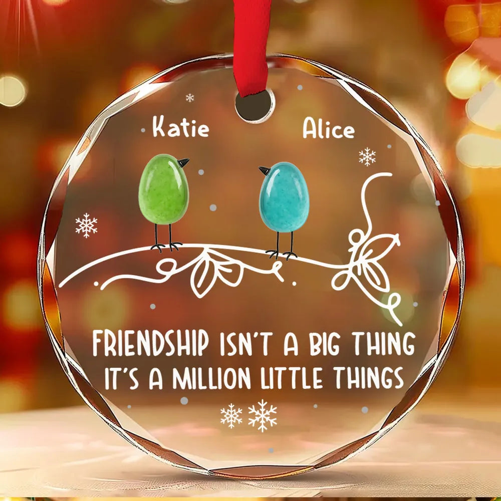 Birds Sea Glass Friendship Is A Million Little Things - Personalized Crystal Ornament - Christmas Gift For Friends, BFF