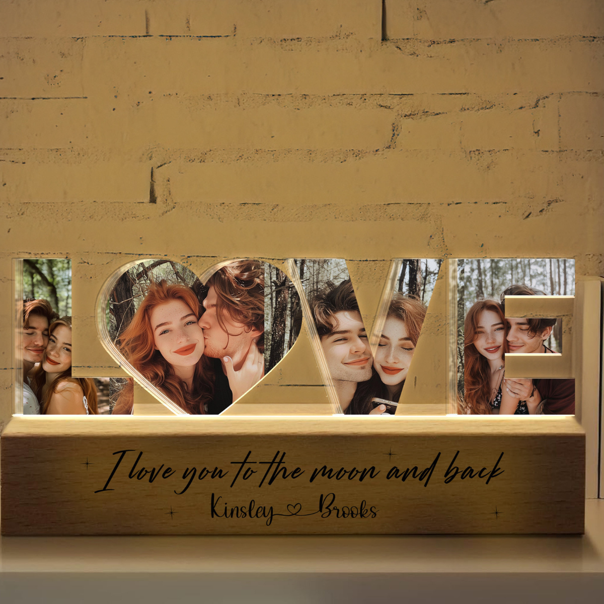 Personalized Couple Photo Collage Night Light, Custom Wedding Photo Gift, Anniversary Gift, Gift for Couple, Gift for Girlfriend Boyfriend