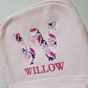 Dinosaur Initial Personalised Kids Backpack, Embroidered with Name, Nursery Bag, Back to School Backpack